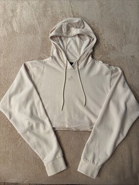 Adidas Cropped Hoodie in Off-White/cream